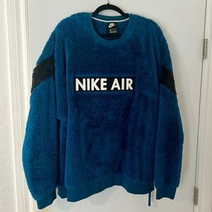 Nike Air Fuzzy Fleece Sweatshirt - Blue XXL Oversized Cozy Pullover